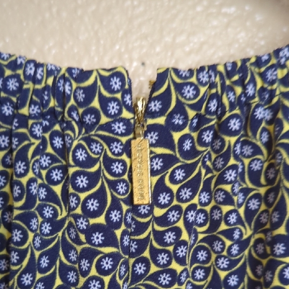 MICHAEL Michael Kors Halter Gold Chain Link Straps Navy & Yellow Dress - Picture 5 of 10